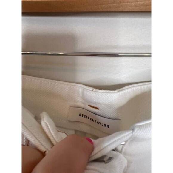 NEW Rebecca Taylor Relaxed Fit Cora Classic Denim Stretch Short White Size: 0 - Picture 4 of 8